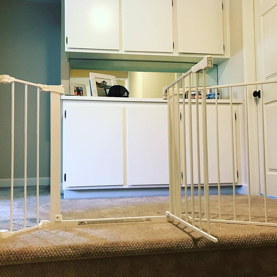 Custom extra wide sectional Baby Safety gate for top of stairs.
