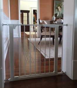 Tension gate for opening to formal dining room.